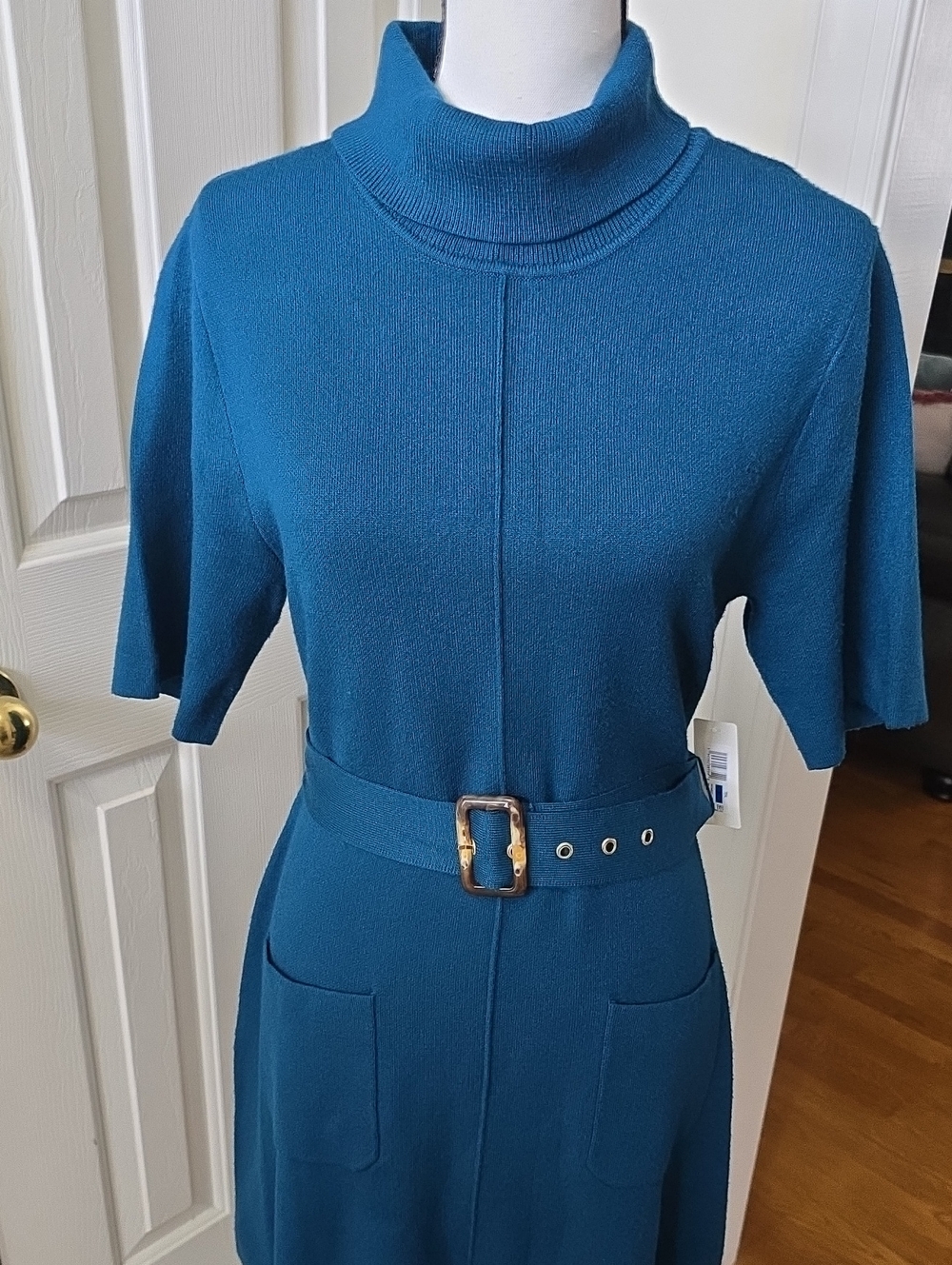 Willow Glenn Brand Women’s Belted Short-Sleeve Knit Dress - Deep Teal Size XL